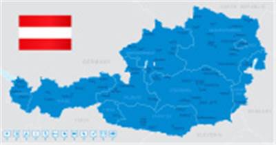 Drapeau autrichien et carte de l'Autriche.